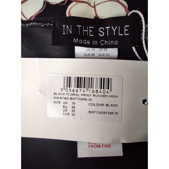 In the Style Women's Black and Cream Floral 2-piece Bikini Set Size 26 NWT - Picture 5 of 16